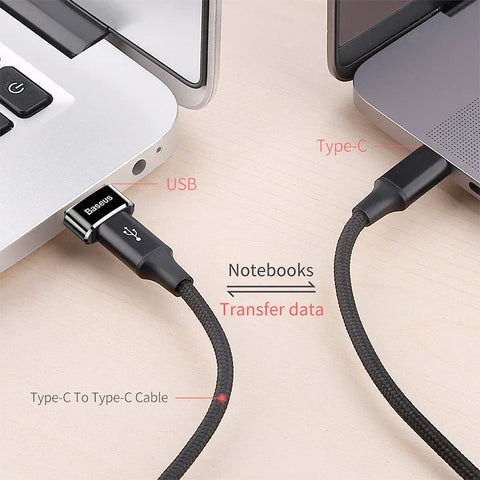 Baseus-sovitin USB-C - USB-A, 5A - musta