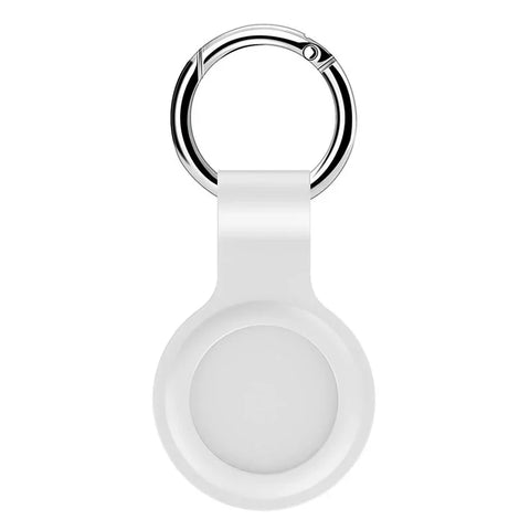 Silikonikotelo pyöreällä karabiinihaalla Apple AirTagille - valkoinen