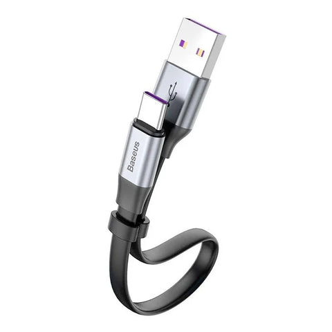 Baseus Simple HW Pikalatauskaapeli USB-A - USB-C -kaapeli, QC 3.0, 5A, 0.23m - Harmaa