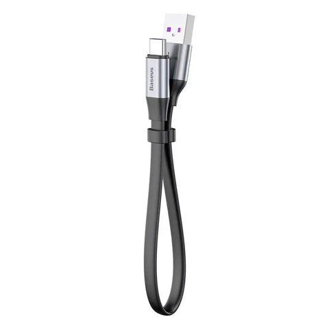Baseus Simple HW Pikalatauskaapeli USB-A - USB-C -kaapeli, QC 3.0, 5A, 0.23m - Harmaa