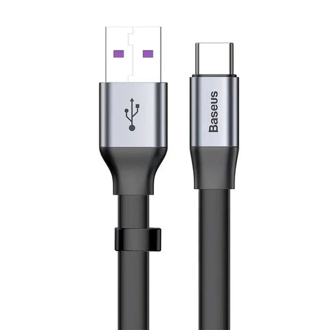 Baseus Simple HW Pikalatauskaapeli USB-A - USB-C -kaapeli, QC 3.0, 5A, 0.23m - Harmaa