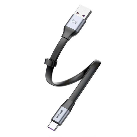 Baseus Simple HW Pikalatauskaapeli USB-A - USB-C -kaapeli, QC 3.0, 5A, 0.23m - Harmaa