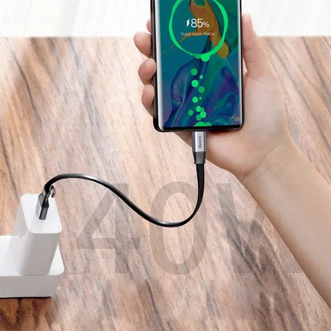Baseus Simple HW Pikalatauskaapeli USB-A - USB-C -kaapeli, QC 3.0, 5A, 0.23m - Harmaa