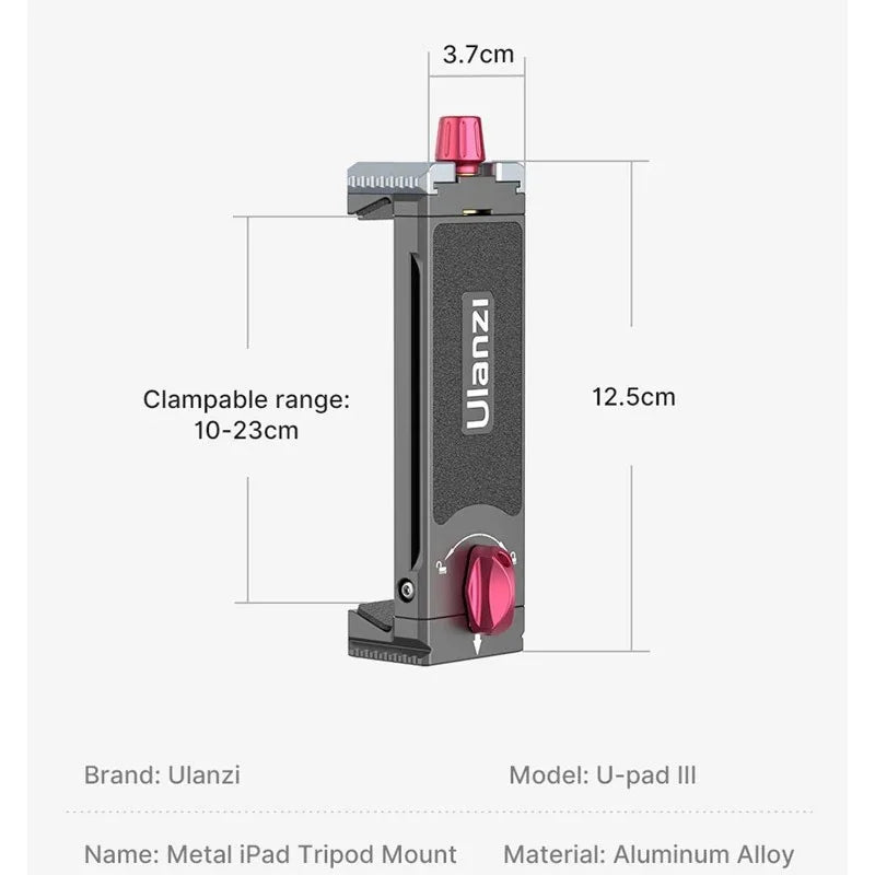 Ulanzi U-Pad III Tablet Clamp Fäste - hållare Padda till 1/4" skruv - Aluminium - Action King