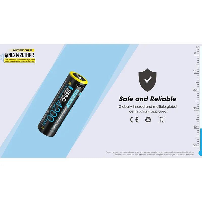 Nitecore NL2142LTHPR Li-ion 21700 Batteri Low Temp - 4200mAh, 3,6V, Max 15A, USB-C Laddning - Action King