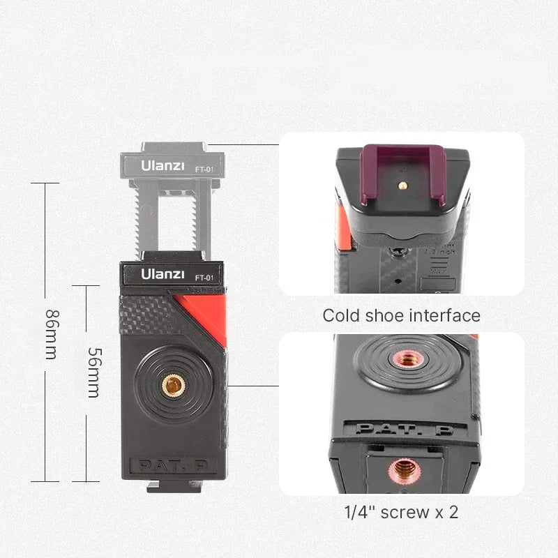 Ulanzi FT-01 Tripod flexibelt 360 grader kulledshuvud 1/4" skruv / Mobilhållare / Tillbehörssko - Bläckfisk - Action King