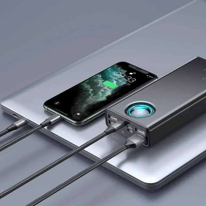 Baseus Amblight Power Bank - Portabelt batteri - 30000mAh, 5xUSB Typ A/C, QC 3.0 / PD 65W - Action King