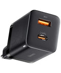 Baseus Super Si Pro Quick Charger - Väggladdare - Snabbladdare QC3.0 / PD 30W - 100-240V till USB - 2xUSB Typ A/C - Svart - Action King