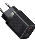 Baseus Super Si Pro Quick Charger - Väggladdare - Snabbladdare QC3.0 / PD 30W - 100-240V till USB - 2xUSB Typ A/C - Svart - Action King