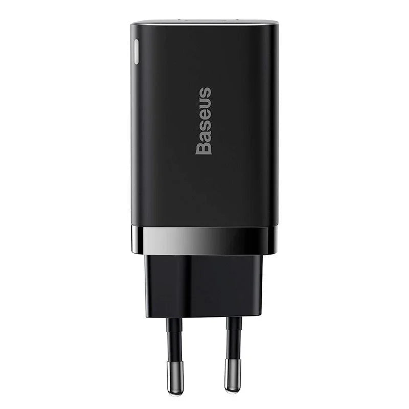 Baseus Super Si Pro Quick Charger - Väggladdare - Snabbladdare QC3.0 / PD 30W - 100-240V till USB - 2xUSB Typ A/C - Svart - Action King
