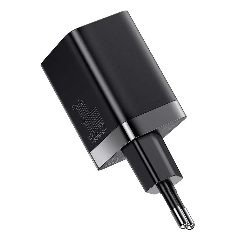 Baseus Super Si Pro Quick Charger - Väggladdare - Snabbladdare QC3.0 / PD 30W - 100-240V till USB - 2xUSB Typ A/C - Svart - Action King