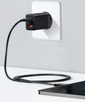 Baseus Super Si Pro Quick Charger - Väggladdare - Snabbladdare QC3.0 / PD 30W - 100-240V till USB - 2xUSB Typ A/C - Svart - Action King