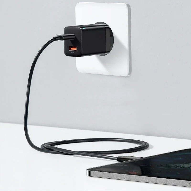 Baseus Super Si Pro Quick Charger - Väggladdare - Snabbladdare QC3.0 / PD 30W - 100-240V till USB - 2xUSB Typ A/C - Svart - Action King