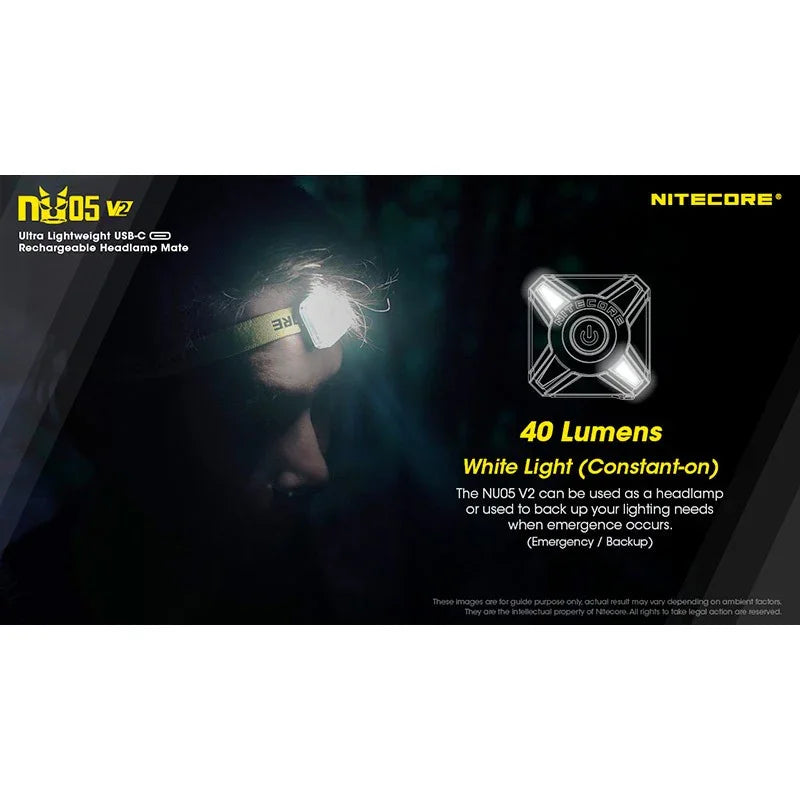 Nitecore NU05 V2 Headlamp Mate - 40lm - Action King