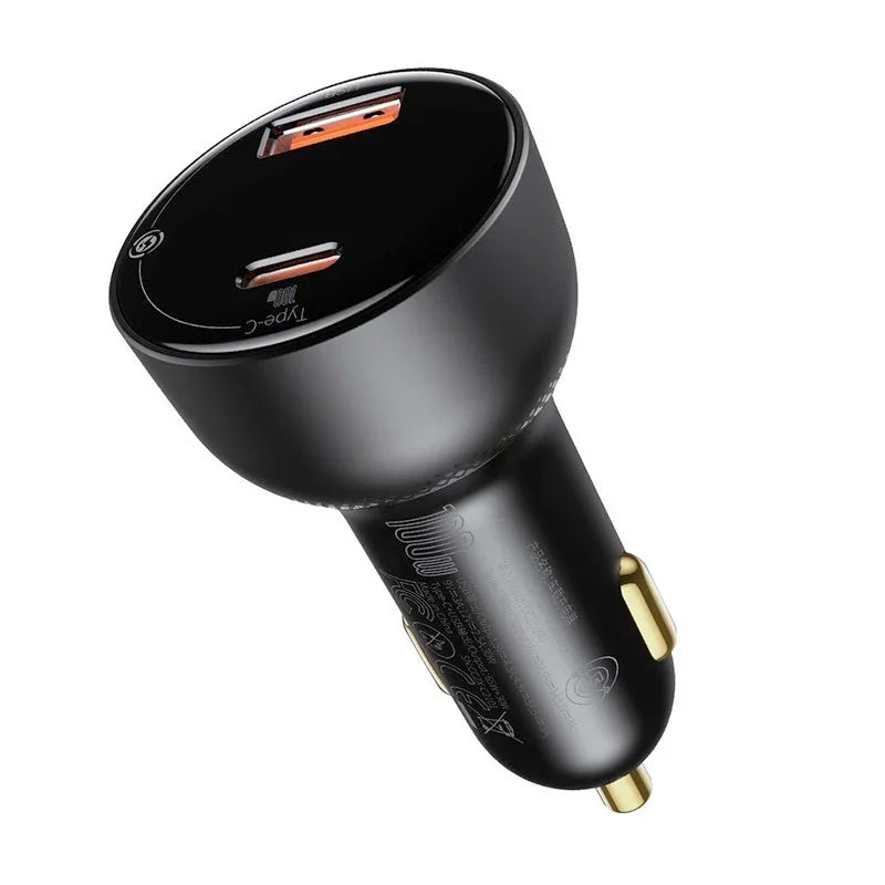 Baseus Supreme Digital Display Car - Snabbladdare Bil PPS 100W - 2xUSB Typ A/C, Med Display - Svart - Action King