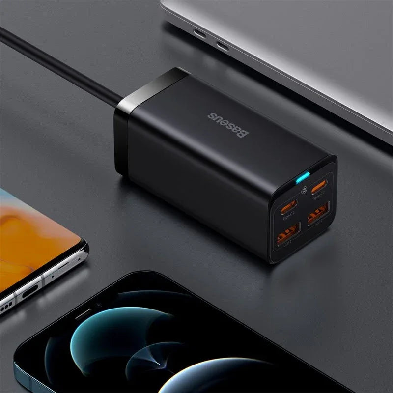 Baseus GaN3 Pro Desktop Fast Charger - Väggladdare - Snabbladdare QC4+ / PD 100W - 100-240V till USB - 4xUSB Typ A/C - Action King
