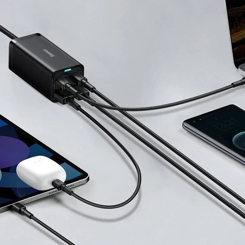 Baseus GaN3 Pro Desktop Fast Charger - Väggladdare - Snabbladdare QC4+ / PD 100W - 100-240V till USB - 4xUSB Typ A/C - Action King