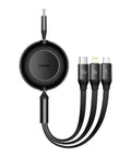 Baseus Bright Mirror 2 retractable cable 3-in-1, USB-C kabel 100W, 1.1m - Multi, USB-C / Lightning / MicroUSB - Action King