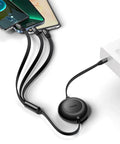 Baseus Bright Mirror 2 retractable cable 3-in-1, USB-C kabel 100W, 1.1m - Multi, USB-C / Lightning / MicroUSB - Action King