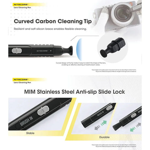 Nitecore NC-CK020 linssinpuhdistuskynä - Kaksipuolinen puhdistuskynä suodattimille ja tekniikalle