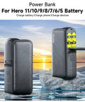 Telesin GoPro Multi-Batteriladdare och Powerbank 10000mAh med förvaring batterier - Dubbel - för GoPro Hero12/11/10/9/8/7/6/5 - Action King