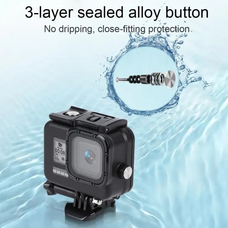 For GoPro HERO8 Black 45m Waterproof Housing Protective Case with Buckle Basic Mount & Screw & (Purple, Red, Pink) Filters & Floating Bobber Grip & Strap & Anti-Fog Inserts - Action King
