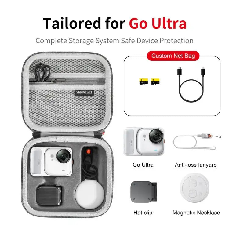 For Insta360 GO Ultra STARTRC Standard Portable Protective Box Diamond Texture PU Storage Bag - Action King