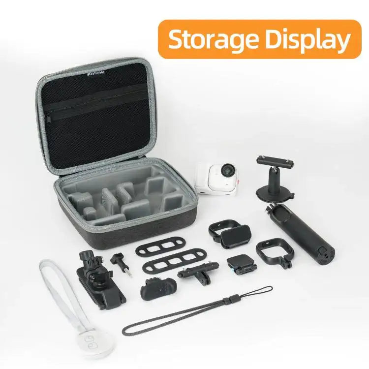 Insta360 GO Ultra kit: komplett skyddspaket med kamera och vattentätt skal, perfekt för äventyr.