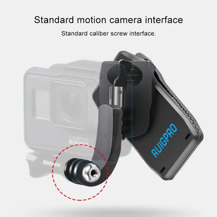 RUIGPRO 360 Degree Rotation J-Type Backpack Rec-Mounts Clip Clamp Mount with Screw for GoPro HERO9 Black / HERO8 Black /HERO7 /6 /5, DJI Osmo Action, Xiaoyi and Other Action Cameras - Action King