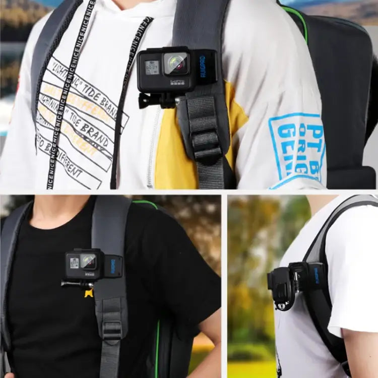 RUIGPRO 360 Degree Rotation J-Type Backpack Rec-Mounts Clip Clamp Mount with Screw for GoPro HERO9 Black / HERO8 Black /HERO7 /6 /5, DJI Osmo Action, Xiaoyi and Other Action Cameras - Action King