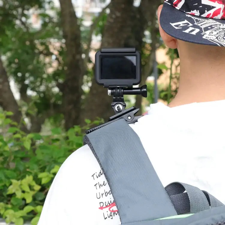 RUIGPRO 360 Degree Rotation J-Type Backpack Rec-Mounts Clip Clamp Mount with Screw for GoPro HERO9 Black / HERO8 Black /HERO7 /6 /5, DJI Osmo Action, Xiaoyi and Other Action Cameras - Action King