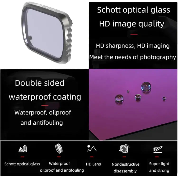 JSR KS NIGHT Light Pollution Reduction Lens Filter for DJI Air 2S, Aluminum Frame - Action King