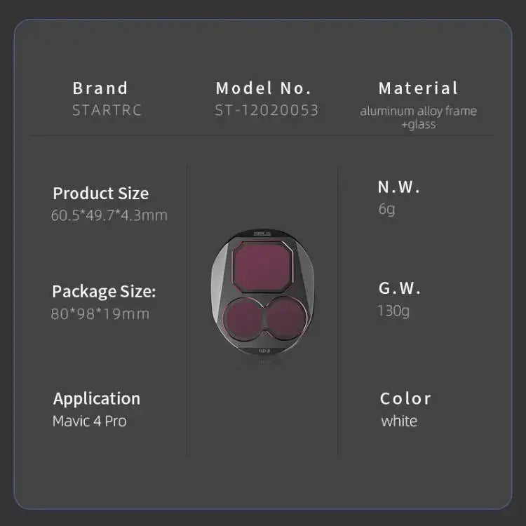 For DJI Mavic 4 Pro STARTRC 4 in 1 ND8 ND16 ND32 ND64 Lens Filter Kit - Action King