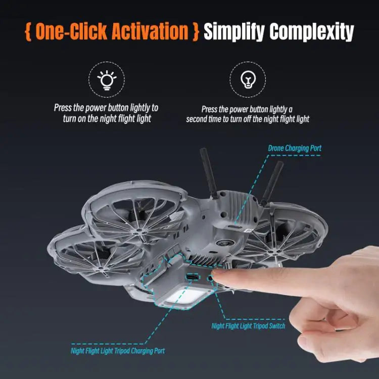 DJI Neo 2 STARTRC LED Light: Förhöjt landningsställ med belysning för säker start och landning i mörker.