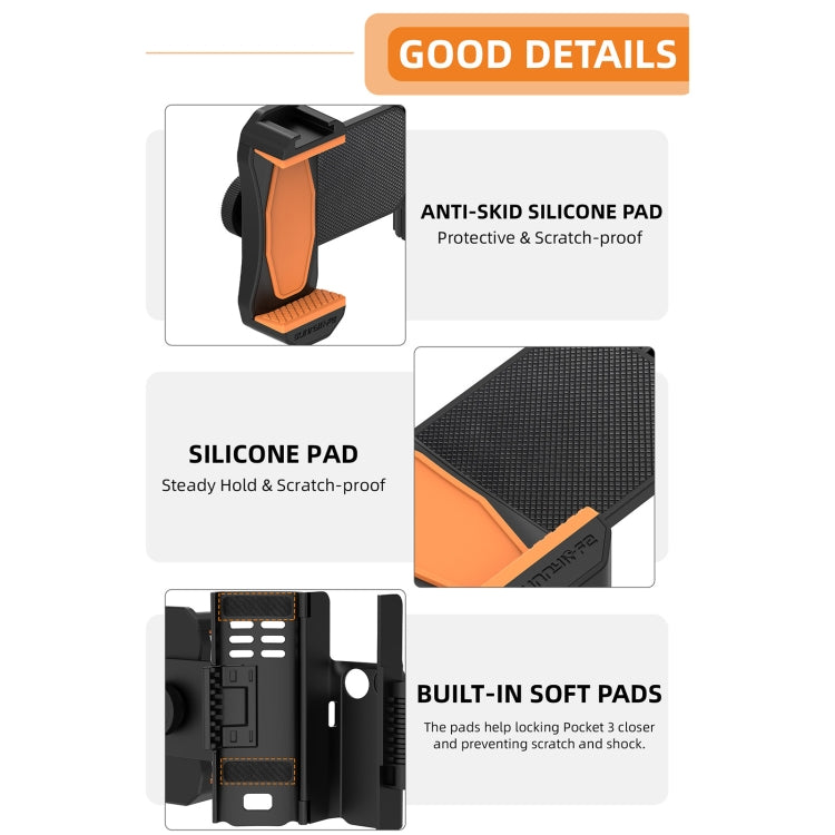 DJI Osmo Pocket 3 -pidike tuplapuhelinklipsillä