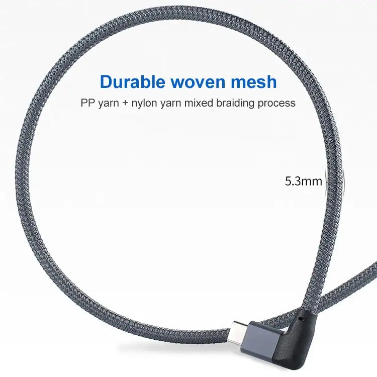 Vinklad USB-C-kabel, 100W, för snabb laddning & dataöverföring, 0.5-1.5m.