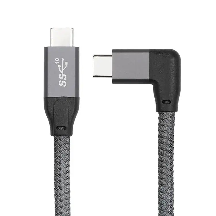 Vinklad USB-C kabel 100W, för snabb laddning och data (E-Mark). Längder 0.5m, 1m, 1.5m.