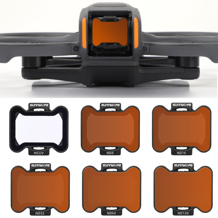 DJI Avata 2 Sunnylife -kameran linssisuodattimelle, MCUV, ND8, ND16, ND32, ND64, ND128, 4-in-1 ND8/16/32/64, 5-in-1 ND8/16/32/64/128, 4-in-1 MCUV ND8/16/32, 6-in-1 MCUV ND8/16/32/64/128
