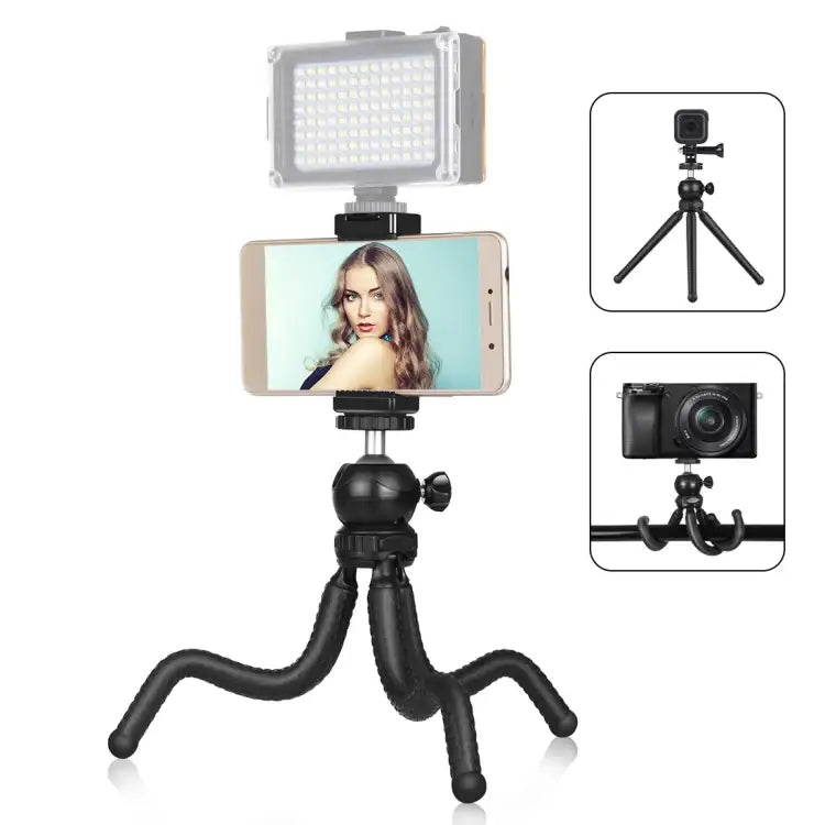 PULUZ Mini Octopus Flexible Tripod Holder with Ball Head & Phone Clamp + Tripod Mount Adapter & Long Screw for SLR Cameras, GoPro, Cellphone, Size: 25cmx4.5cm - Action King