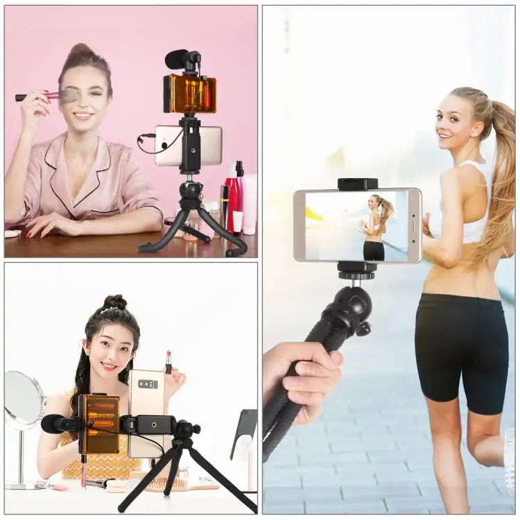 PULUZ Mini Octopus Flexible Tripod Holder with Ball Head & Phone Clamp + Tripod Mount Adapter & Long Screw for SLR Cameras, GoPro, Cellphone, Size: 25cmx4.5cm - Action King
