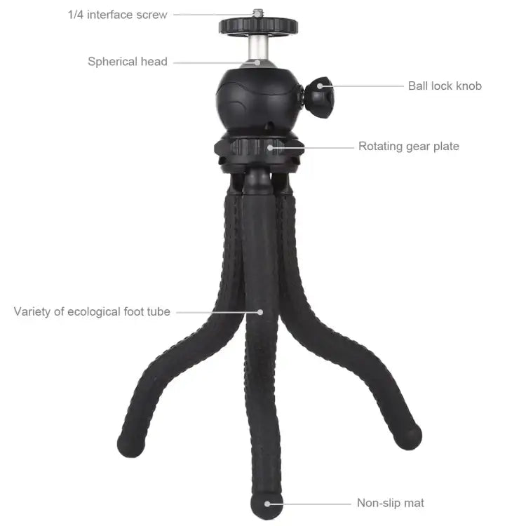 PULUZ Mini Octopus Flexible Tripod Holder with Ball Head for SLR Cameras, GoPro, Cellphone, Size: 25cmx4.5cm - Action King