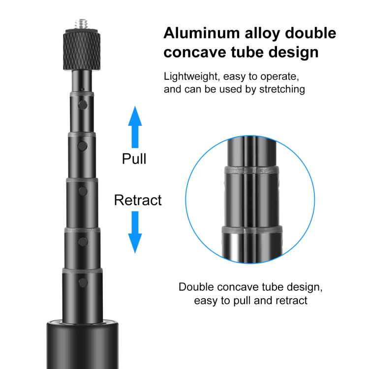 PULUZ 1.22m osynlig selfiepinne för Insta360, utdragbar, perfekt för 360-kameror.