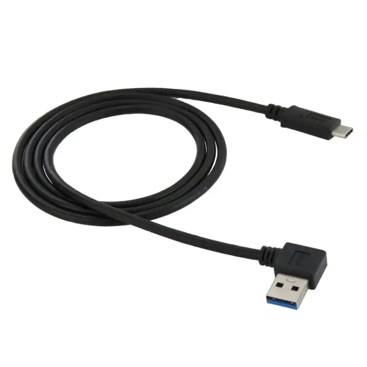 1m USB-C till USB 3.0 vinklad kabel, svart. Höghastighetsdataöverföring och laddning för dina enheter.