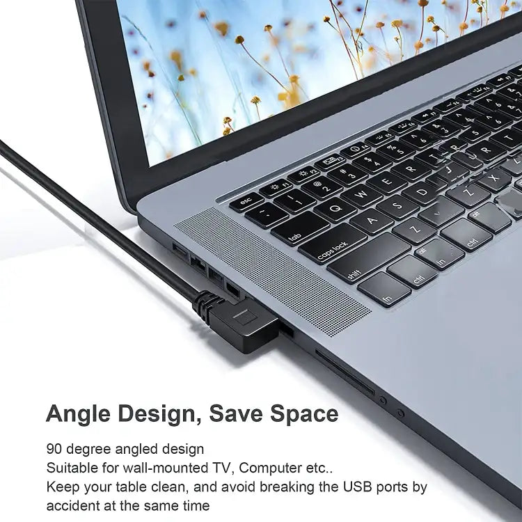 1m svart USB-C 3.1 till USB 3.0 vinklad-kabel. Hanar på båda sidor. Perfekt för trånga utrymmen.