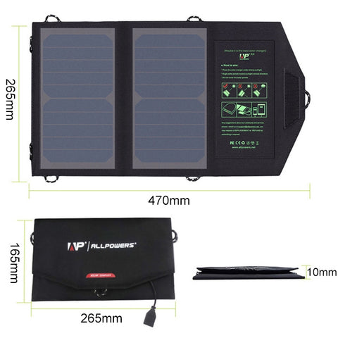 ALLPOWERS 10W Vikbar Solpanel