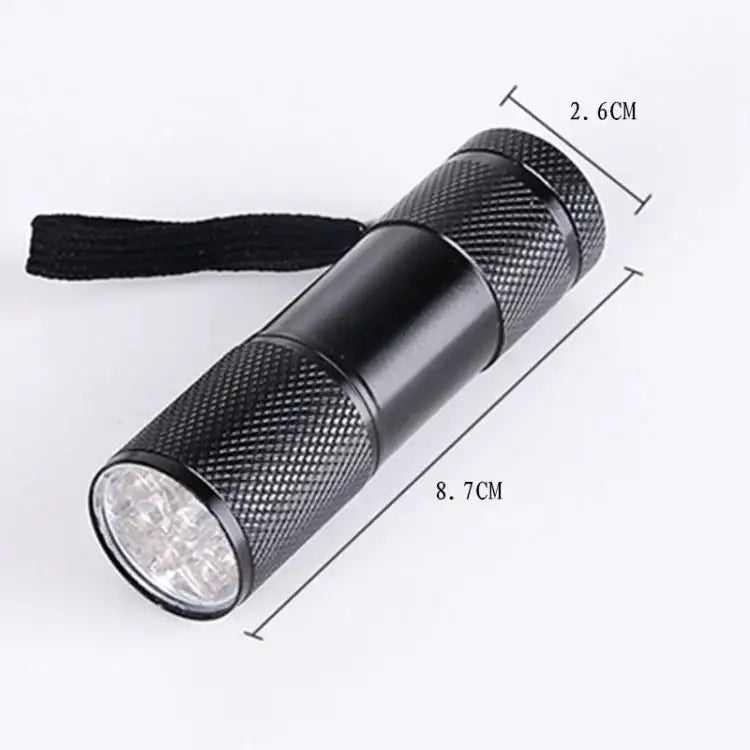 Kompakti UV-taskulamppu 395NM Mini 9 LEDillä