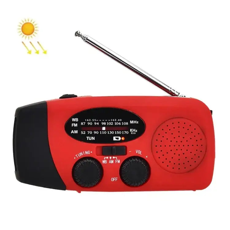 Monipuolinen Crank Radio -aurinkokenno hätätilanteisiin varautumiseen