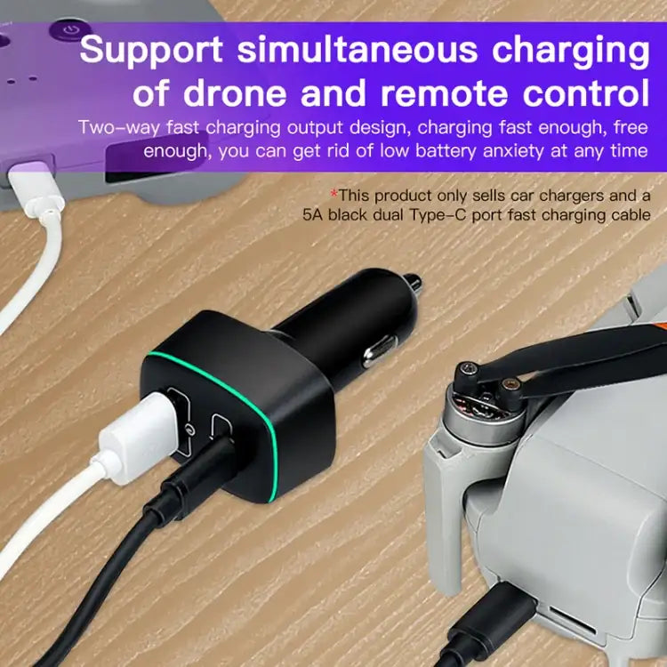 For DJI Mavic 3/Mini 2 RCSTQ 100W 2 In 1 Car Charger - Action King