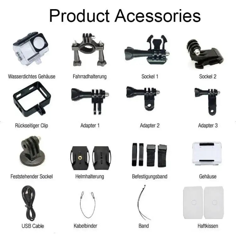 4K Actionkamera med WiFi & dubbla skärmar, Q60AR. Vattentät kamera med 2.4G-fjärr. Bästa actionkamera 4K.