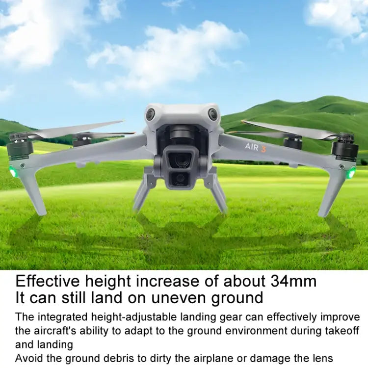 For DJI Air 3 Heightened Landing Gear Body Protection Fall and Crash Proof Folding Extension Kickstand - Action King